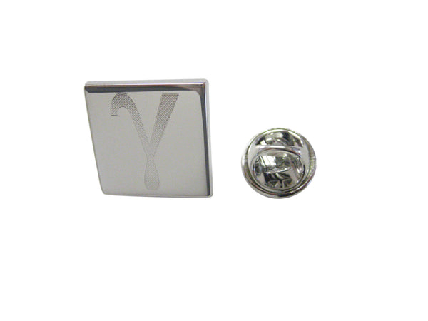 Silver Toned Etched Greek Letter Gamma Lapel Pin