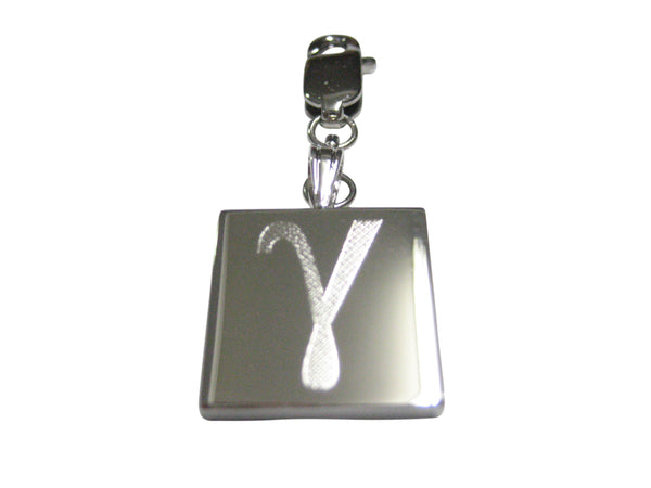Silver Toned Etched Greek Letter Gamma Pendant Zipper Pull Charm