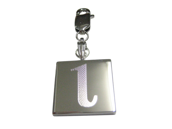 Silver Toned Etched Greek Letter Iota Pendant Zipper Pull Charm