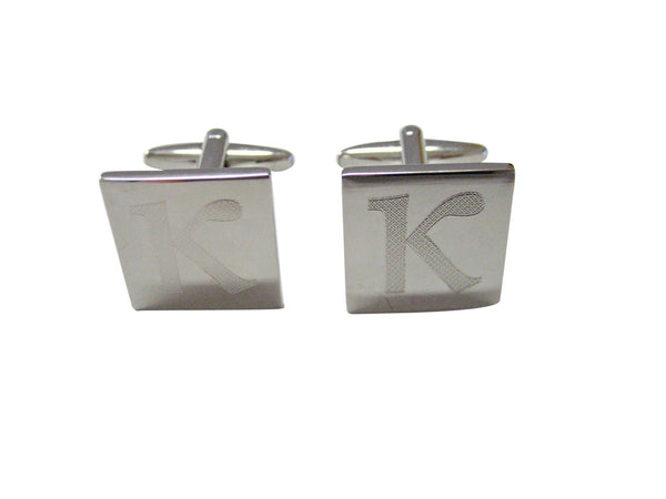 Silver Toned Etched Greek Letter Kappa Cufflinks