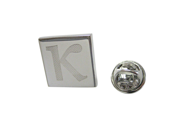 Silver Toned Etched Greek Letter Kappa Lapel Pin