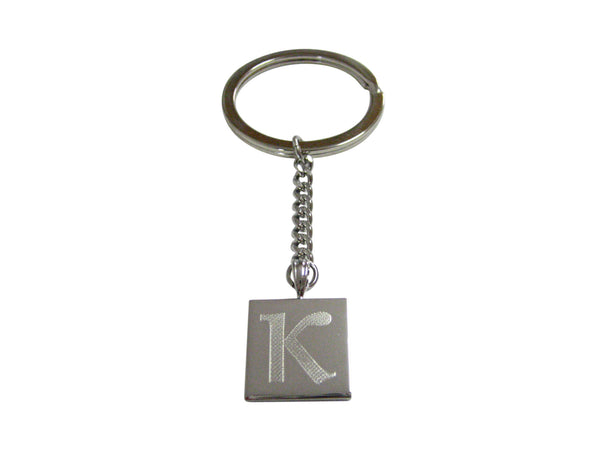 Silver Toned Etched Greek Letter Kappa Pendant Keychain