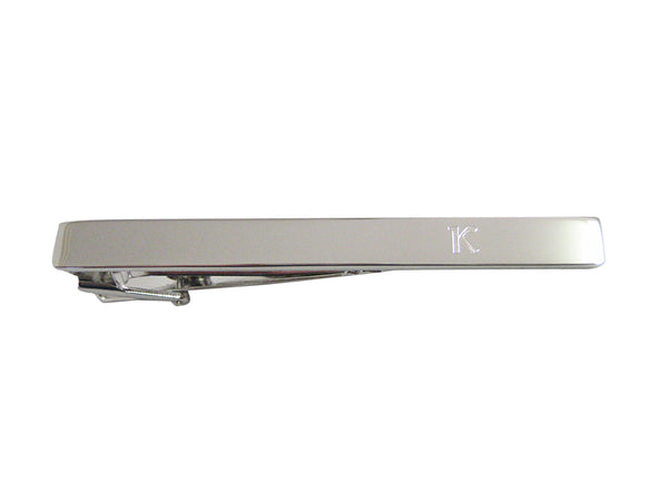 Silver Toned Etched Greek Letter Kappa Square Tie Clip