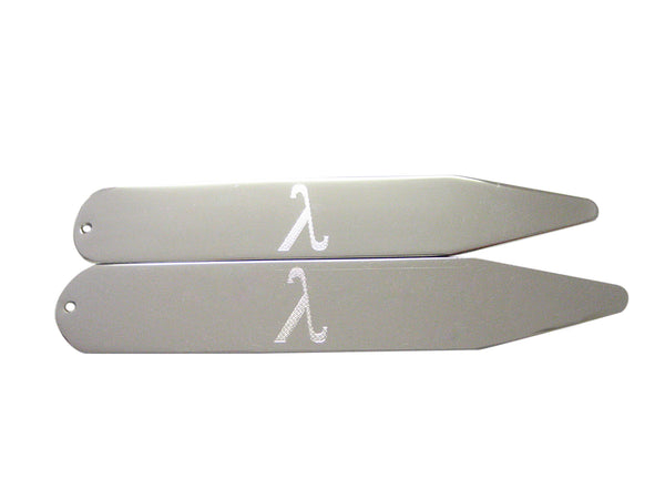 Silver Toned Etched Greek Letter Lambda Collar Stays