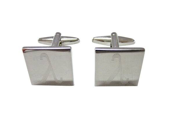 Silver Toned Etched Greek Letter Lambda Cufflinks