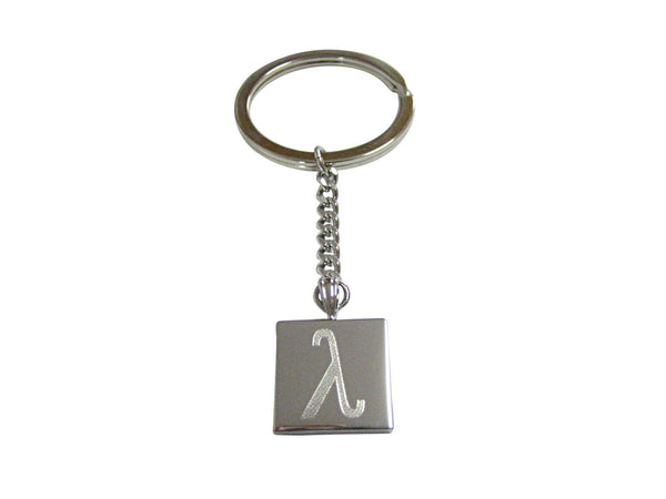 Silver Toned Etched Greek Letter Lambda Pendant Keychain