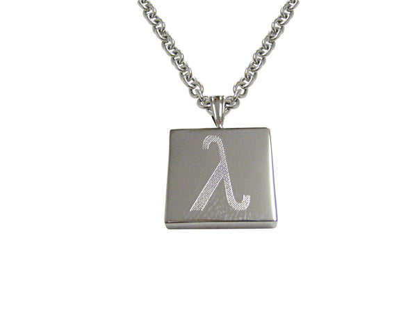 Silver Toned Etched Greek Letter Lambda Pendant Necklace
