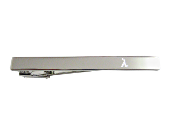 Silver Toned Etched Greek Letter Lambda Square Tie Clip