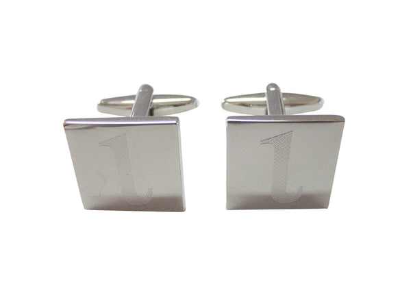 Silver Toned Etched Greek Letter iota Cufflinks