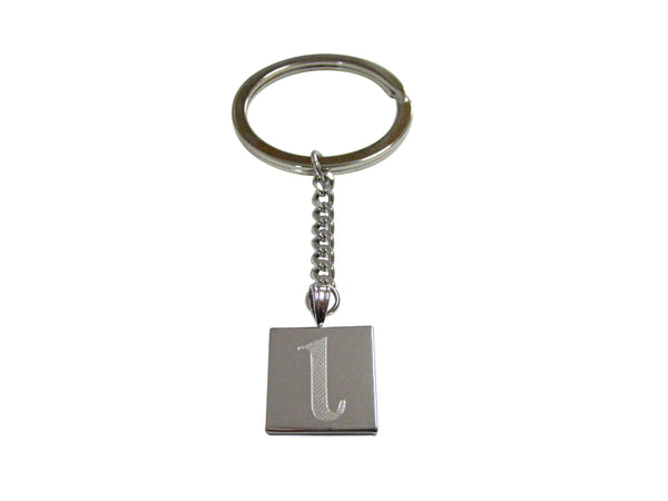 Silver Toned Etched Greek Letter iota Pendant Keychain