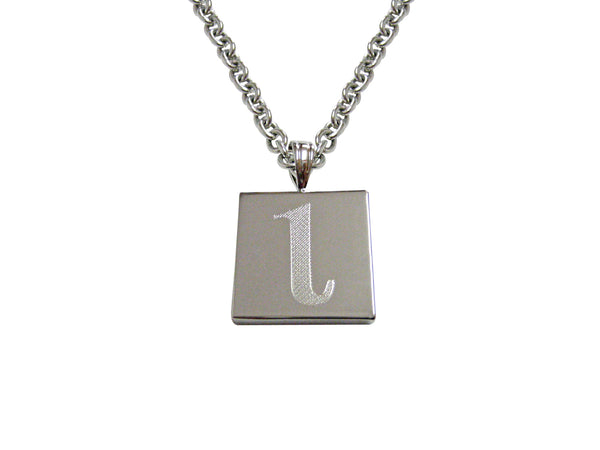 Silver Toned Etched Greek Letter iota Pendant Necklace