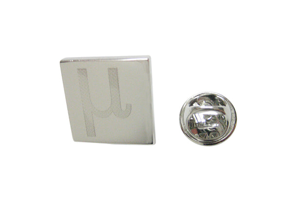 Silver Toned Etched Greek Letter Mu Lapel Pin