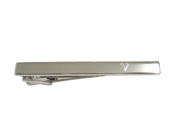 Silver Toned Etched Greek Letter Nu Square Tie Clip