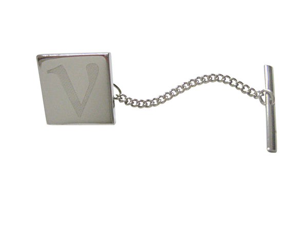 Silver Toned Etched Greek Letter Nu Tie Tack