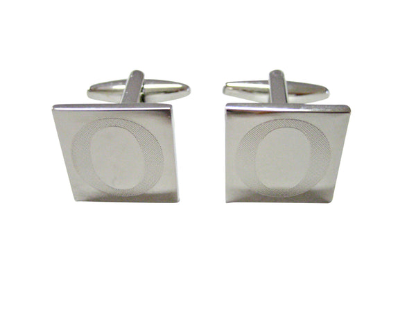 Silver Toned Etched Greek Letter Omicron Cufflinks