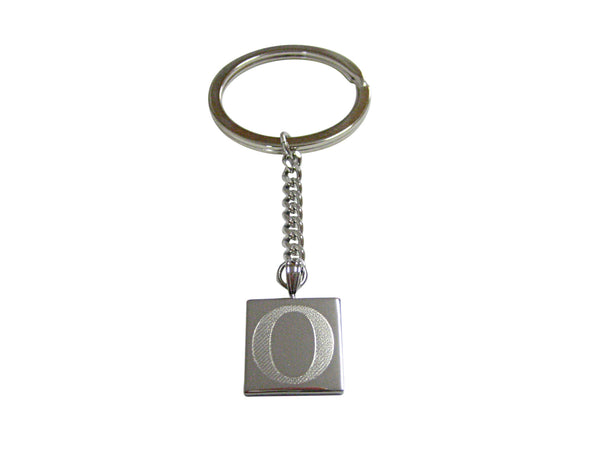 Silver Toned Etched Greek Letter Omicron Pendant Keychain