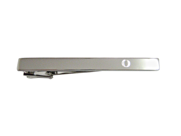 Silver Toned Etched Greek Letter Omicron Square Tie Clip