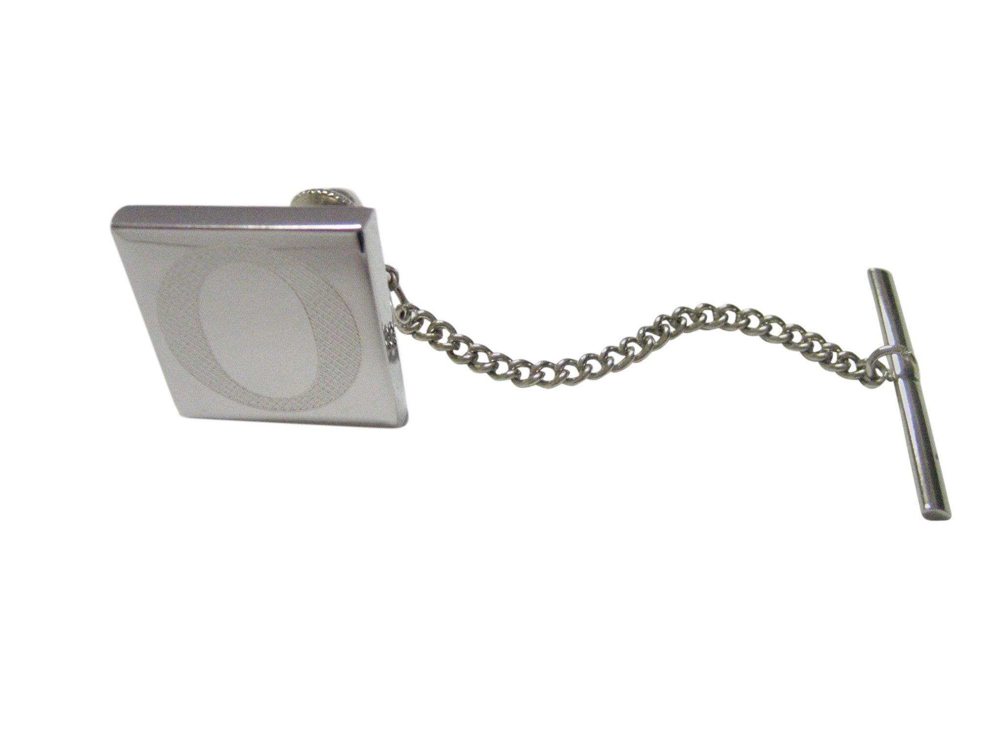 Silver Toned Etched Greek Letter Omicron Tie Tack