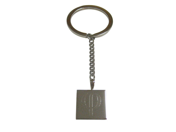 Silver Toned Etched Greek Letter Phi Keychain