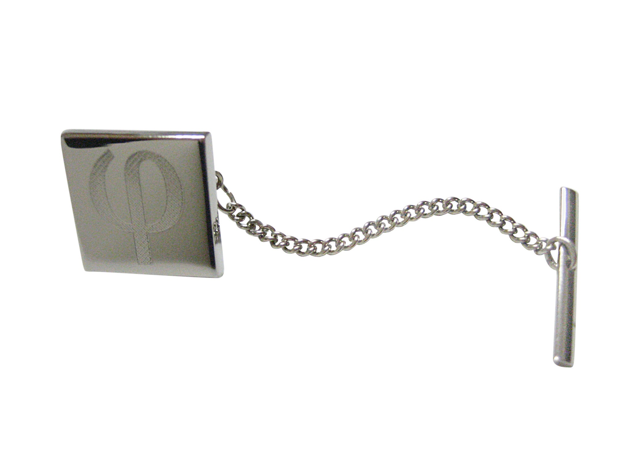 Silver Toned Etched Greek Letter Phi Tie Tack
