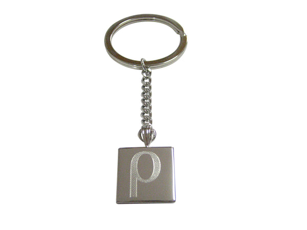 Silver Toned Etched Greek Letter Rho Pendant Keychain