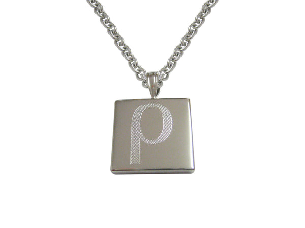 Silver Toned Etched Greek Letter Rho Pendant Necklace
