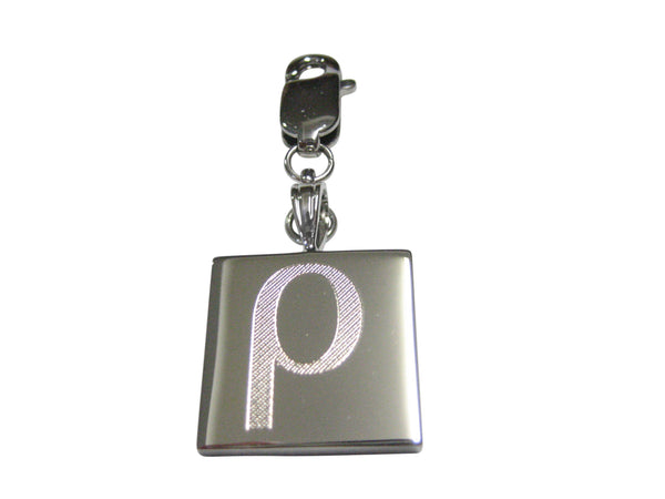 Silver Toned Etched Greek Letter Rho Pendant Zipper Pull Charm
