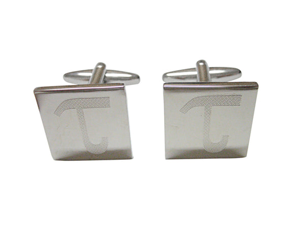 Silver Toned Etched Greek Letter Tau Cufflinks