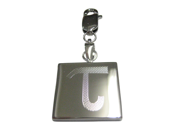 Silver Toned Etched Greek Letter Tau Pendant Zipper Pull Charm
