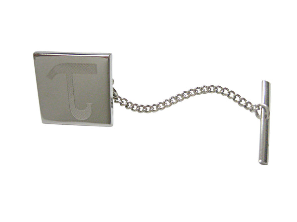 Silver Toned Etched Greek Letter Tau Tie Tack