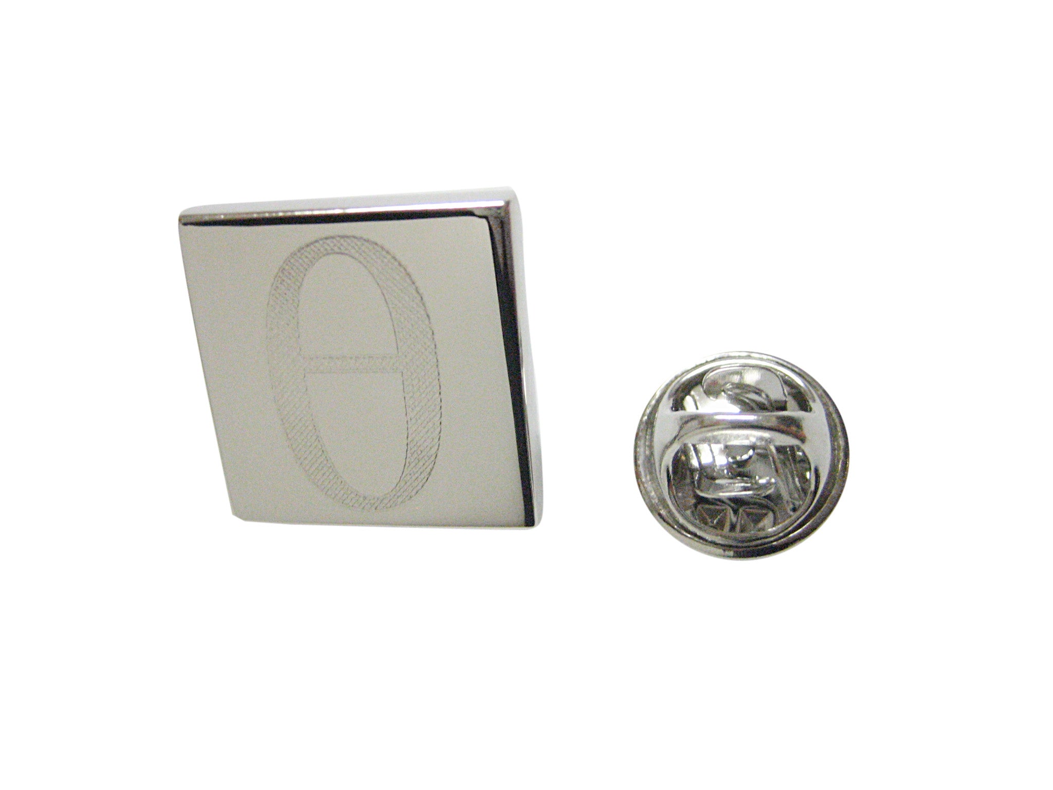 Silver Toned Etched Greek Letter Theta Lapel Pin