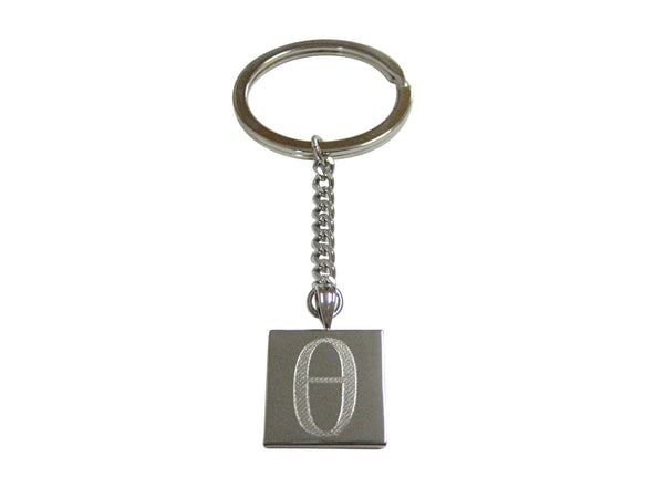 Silver Toned Etched Greek Letter Theta Pendant Keychain