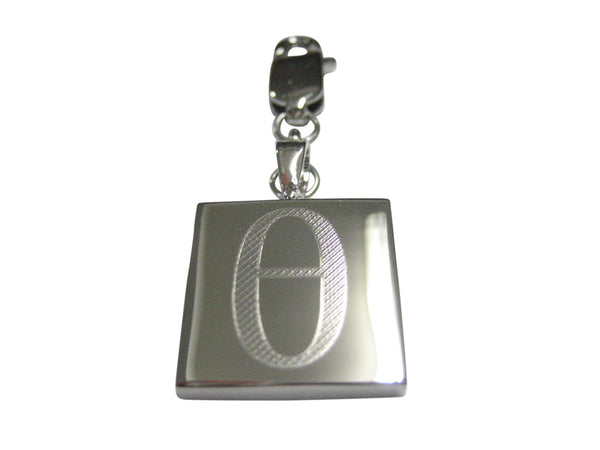 Silver Toned Etched Greek Letter Theta Pendant Zipper Pull Charm