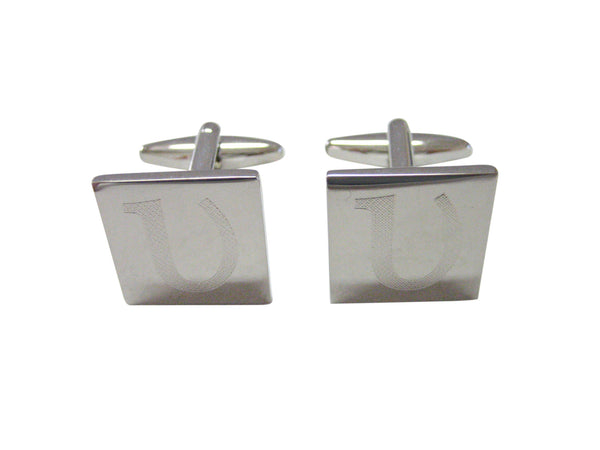 Silver Toned Etched Greek Letter Upsilon Cufflinks