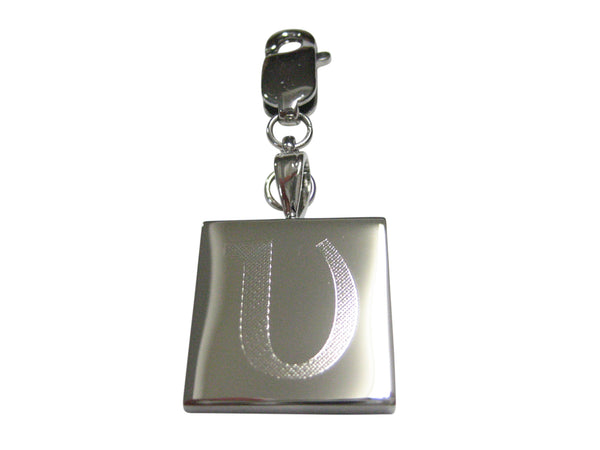 Silver Toned Etched Greek Letter Upsilon Pendant Zipper Pull Charm
