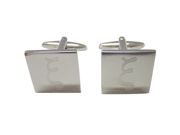 Silver Toned Etched Greek Letter Xi Cufflinks