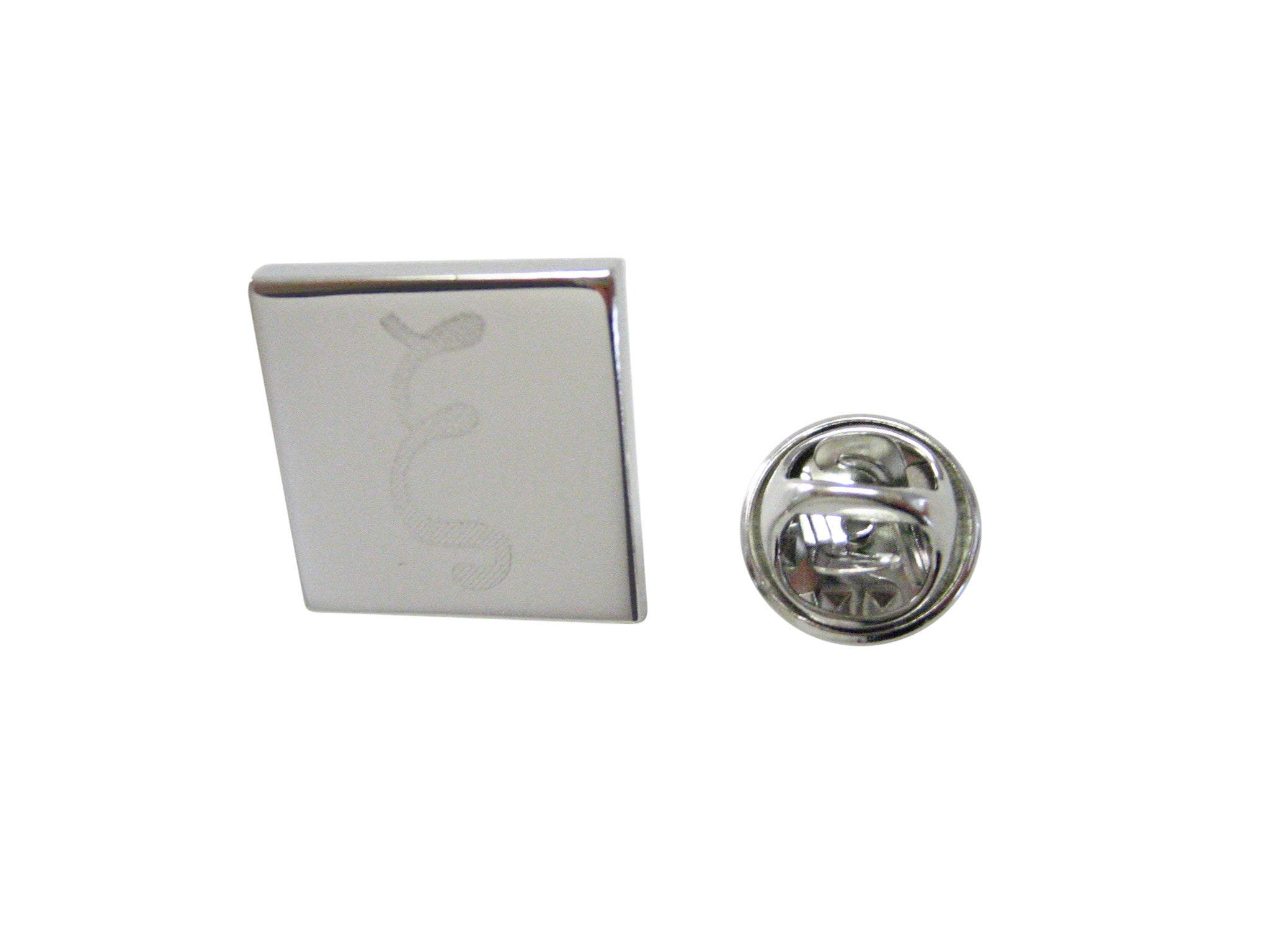 Silver Toned Etched Greek Letter Xi Lapel Pin