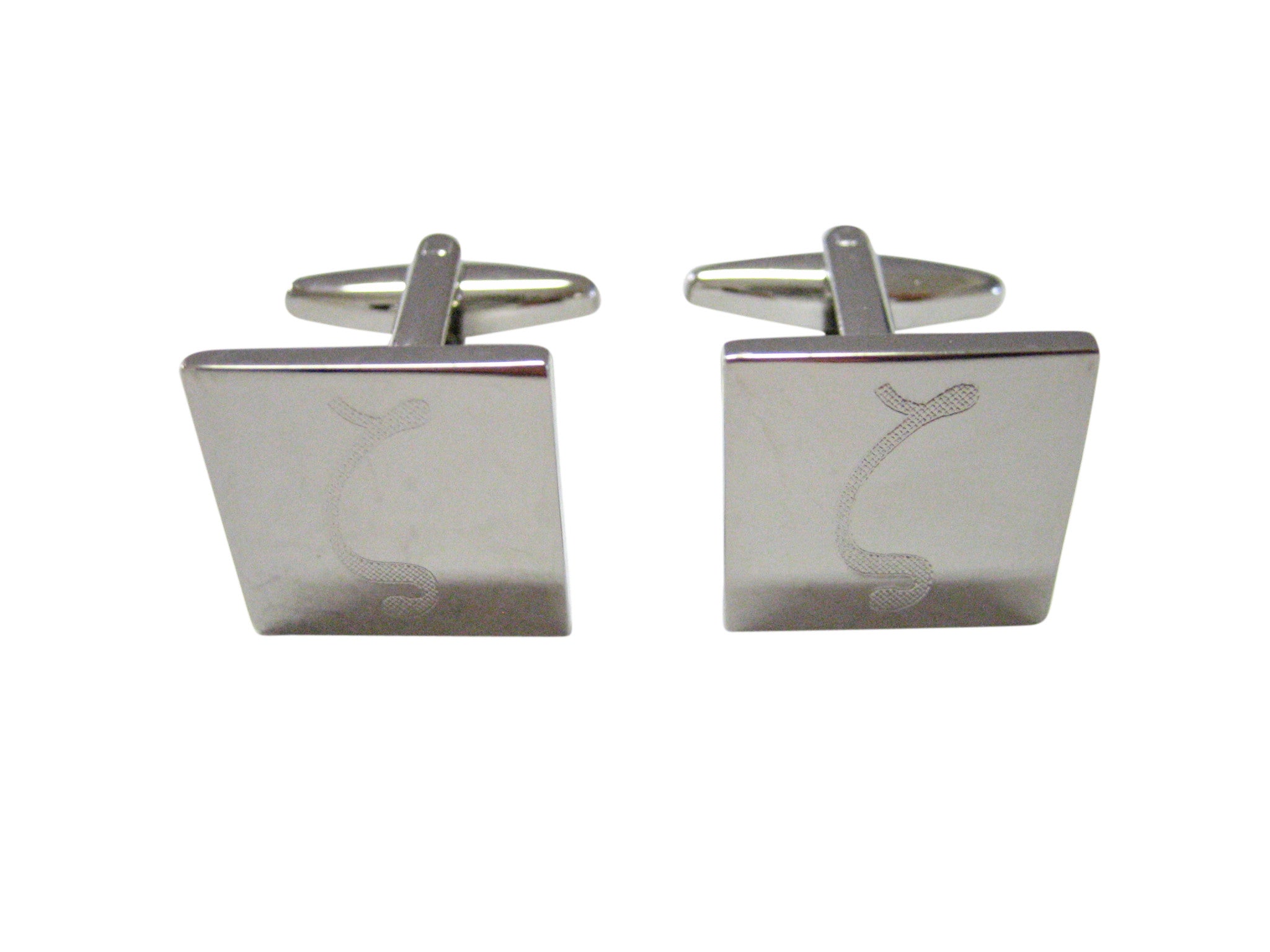 Silver Toned Etched Greek Letter Zeta Cufflinks
