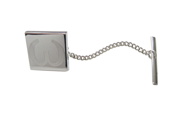 Silver Toned Etched Greek Lowercase Letter Omega Tie Tack