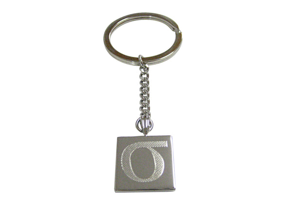 Silver Toned Etched Greek Lowercase Letter Sigma Pendant Keychain