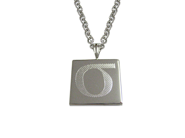 Silver Toned Etched Greek Lowercase Letter Sigma Pendant Necklace