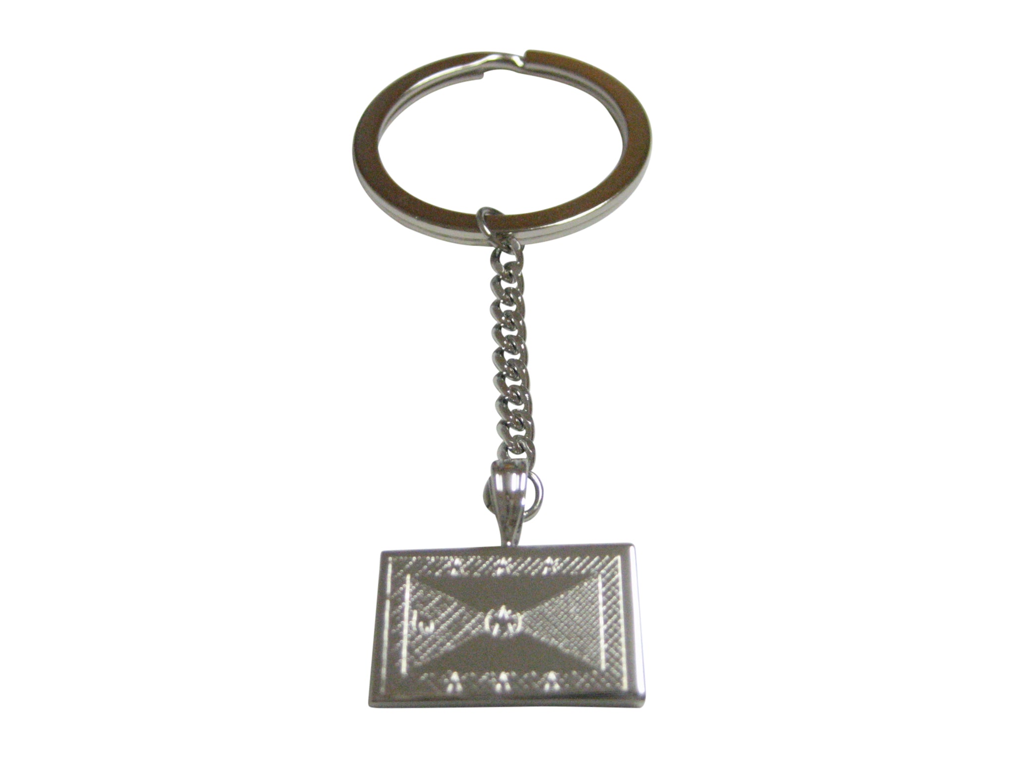 Silver Toned Etched Grenada Flag Pendant Keychain