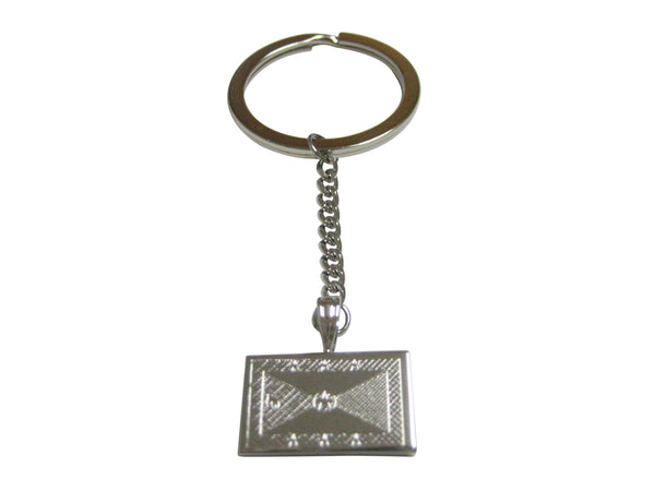 Silver Toned Etched Grenada Flag Pendant Keychain