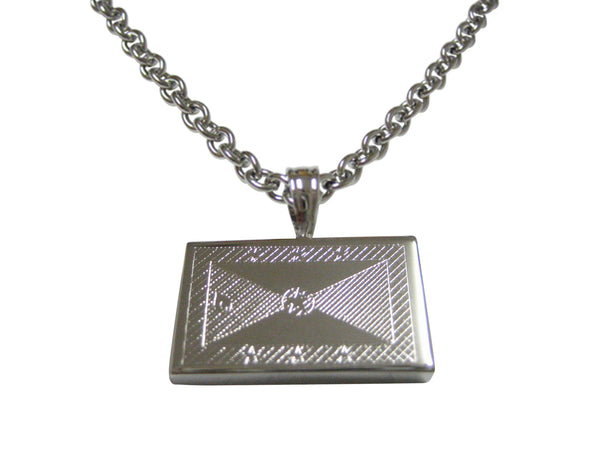 Silver Toned Etched Grenada Flag Pendant Necklace