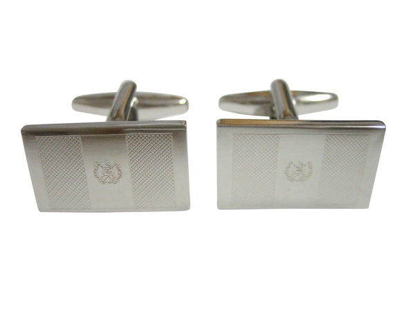 Silver Toned Etched Guatemala Flag Cufflinks