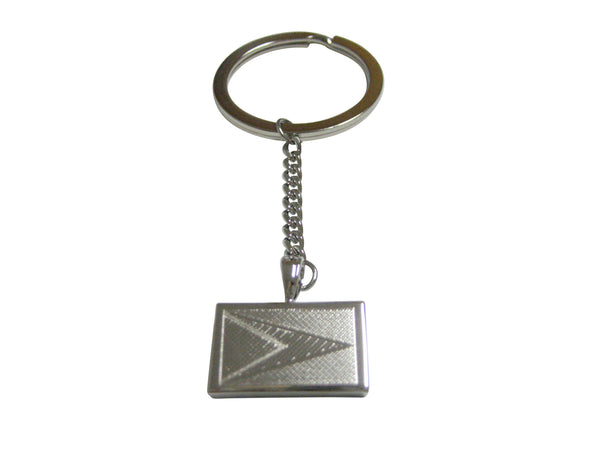 Silver Toned Etched Guyana Flag Pendant Keychain