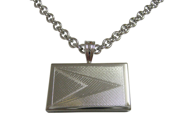 Silver Toned Etched Guyana Flag Pendant Necklace