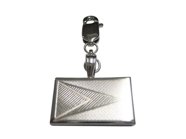 Silver Toned Etched Guyana Flag Pendant Zipper Pull Charm