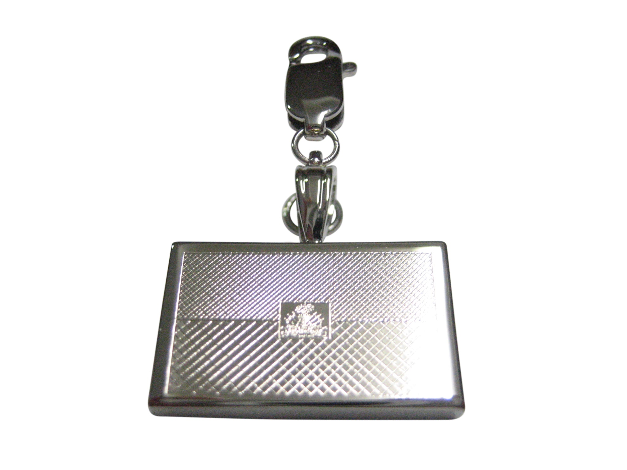 Silver Toned Etched Haiti Flag Pendant Zipper Pull Charm