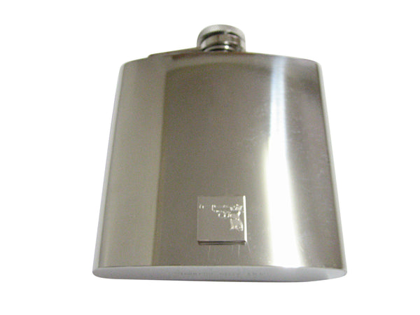 Silver Toned Etched Handgun 6 Oz. Stainless Steel Flask